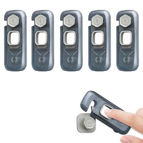 Child Proof Refrigerator Lock 5-Pack, Cabinet Fridge Locks Baby Proofing,Baby Child Safety Frigerator Locks for Cabinets, with Strong Adhesive Pad for Draw Kitchen Oven(Clear)
