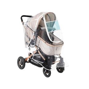 Baby Stroller Rain Cover with Eye Protection Film Universal Waterproof Transparent Ventilated Wind Weather Shield Windproof EVA Baby Travel Stroller Accessories White