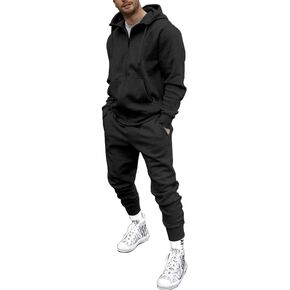 UOUA Men's 2 Piece Tracksuit Set Casual Sweatsuit Outfits Zip-up Hoodie Sweatshirt & Jogging Sweatpants