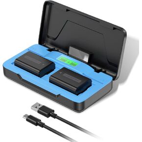 Artman 2-Pack NP-FW50 Battery 1400mAh with USB-C 20W Fast Dual Channel Charger Case Set for Sony ZV-E10, Alpha A6000 A6300 A6400 A6500 A5000 A5100 A7 A7II A7R A7RII A7S A7SII RX10 II III Camera