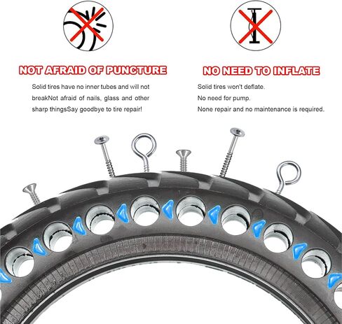 8.5x2 Inch Solid Rubber Tire for Electric Scooter, 8 1/2 x2 Tire for Gotrax GXL V2 / XR/APEX, 50/75-6.1 Replacement Tire for Xiaomi M365 / 1S /Pro 2 and All 8.5'' Scooter Tires (Black) in Saudi Arabia