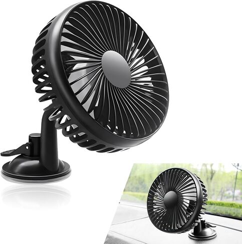 1 PC Mini Car Dashboard Fans with Suction Cup, 360 Degree Rotatable Design, Three-speed Regulation, Universal Automotive Interior Auxiliary Cooling Accessory with USB Wire (Black) in Saudi Arabia
