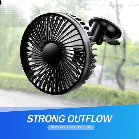 1 PC Mini Car Dashboard Fans with Suction Cup, 360 Degree Rotatable Design, Three-speed Regulation, Universal Automotive Interior Auxiliary Cooling Accessory with USB Wire (Black) in Saudi Arabia