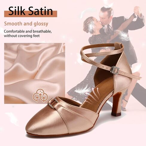 Women Ballroom Latin Dance Shoes Closed Toe Salsa Waltz Dance Practice Performance Dance Shoes in Saudi Arabia