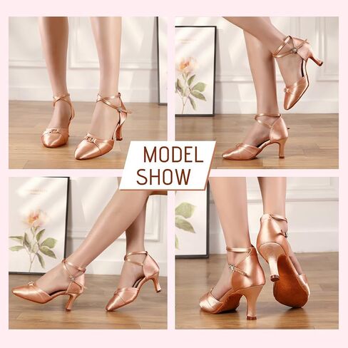 Women Ballroom Latin Dance Shoes Closed Toe Salsa Waltz Dance Practice Performance Dance Shoes in Saudi Arabia
