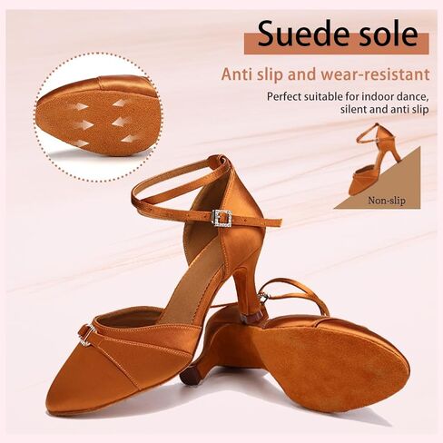 Women Ballroom Latin Dance Shoes Closed Toe Salsa Waltz Dance Practice Performance Dance Shoes in Saudi Arabia