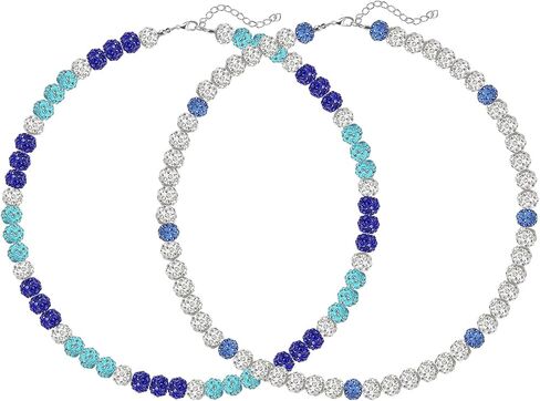 2Pcs Baseball Ice Necklace Glitter Rhinestone Clay Beaded Necklace,Athlete Inspired Shiny Rhinestone Baseball Necklace Accessories for Baseball Lovers Players in Saudi Arabia