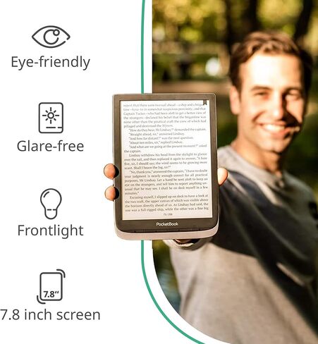قارئ الكتب الإلكترونية الملون من Pocketbook InkPad | شاشة ملونة كبيرة مقاس 7.8 بوصة بالحبر الإلكتروني Kaleido™ Plus | 4096 لون | قارئ إلكتروني خالٍ من الوهج وصديق للعين | تحويل النص إلى كلام | إخراج الصوت | بلوتوث | كتب صوتية in Kuwait