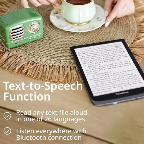 قارئ الكتب الإلكترونية الملون من Pocketbook InkPad | شاشة ملونة كبيرة مقاس 7.8 بوصة بالحبر الإلكتروني Kaleido™ Plus | 4096 لون | قارئ إلكتروني خالٍ من الوهج وصديق للعين | تحويل النص إلى كلام | إخراج الصوت | بلوتوث | كتب صوتية in Kuwait