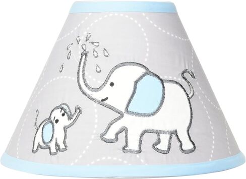 Nursery Lamp Shade with Elephants Embroidery, Cute Baby, Infant & Kids Bedrooms Decor and Accessories Without Base, Blizzard Blue Grey Elephant, 7" x 10" x 4", 2 lb in Saudi Arabia