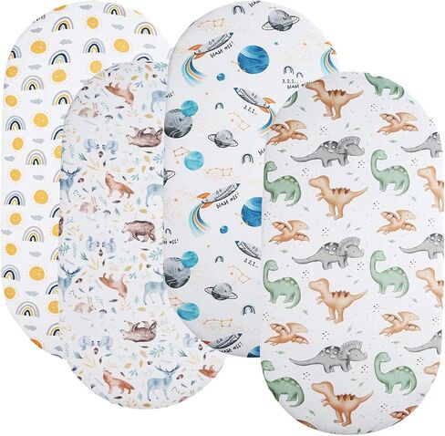 Bassinet Sheets 4 Pack Compatible with Halo Bassinest Swivel, Flex, Glide, Premiere & Luxe Series Sleeper Stretchy Ultra Soft Sun/Forest Deer/Space/Dinosaur in Kuwait