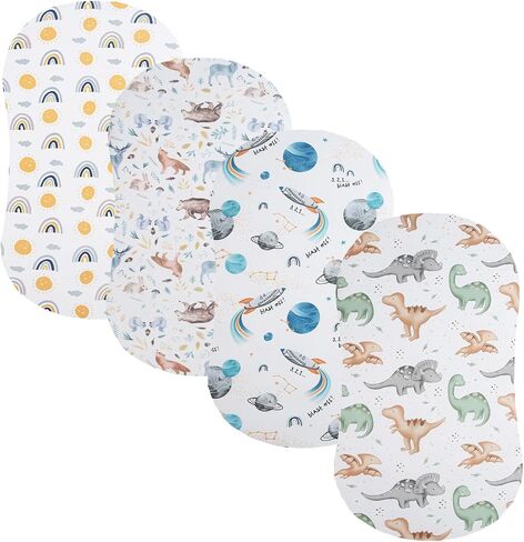 Bassinet Sheets 4 Pack Compatible with Halo Bassinest Swivel, Flex, Glide, Premiere & Luxe Series Sleeper Stretchy Ultra Soft Sun/Forest Deer/Space/Dinosaur in Kuwait