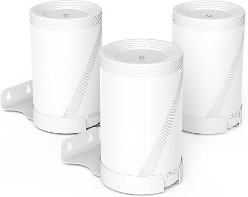 Wall Mount for TP-Link Deco BE63/ BE65/BE10000 Mesh Wi-Fi 7 System, Saving Space Aluminum Alloy Wall Hanging Bracket Holder with Cable Storage Rack, Easy Installation (White-3Pack) in Kuwait