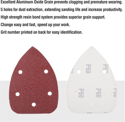 CowboyBOB 100 PCS 5 Holes Hook and Loop Mouse Sander Sandpaper Mouse Detail Sanding Disc Mouse Sanding Pads Assorted 40/80/120/180/240 Grits in Kuwait