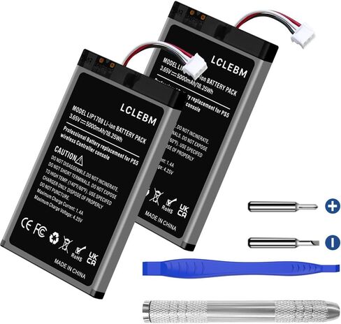 (5000mAh) Battery for PS5 Controller, 2024 New 0 Cycle Higher Capacity Rechargeable Battery Replacement for Sony PS5 LIP1708, Playstation 5 DualSense CFI-ZCT1W Wireless Controller with Tool-2 Packs in Kuwait