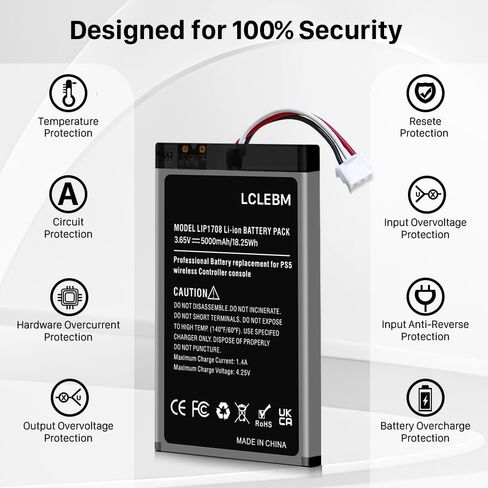 (5000mAh) Battery for PS5 Controller, 2024 New 0 Cycle Higher Capacity Rechargeable Battery Replacement for Sony PS5 LIP1708, Playstation 5 DualSense CFI-ZCT1W Wireless Controller with Tool-2 Packs in Kuwait