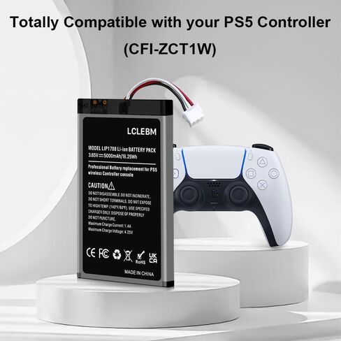 (5000mAh) Battery for PS5 Controller, 2024 New 0 Cycle Higher Capacity Rechargeable Battery Replacement for Sony PS5 LIP1708, Playstation 5 DualSense CFI-ZCT1W Wireless Controller with Tool-2 Packs in Kuwait