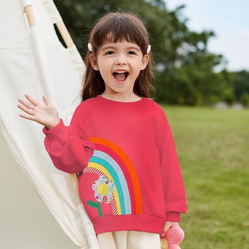 Toddler Girls Sweatshirts Baby Butterfly Crewneck Long Sleeve Shirts Kids Honey Cherry Winter Casual Tops Clothes 2T-7T in Saudi Arabia