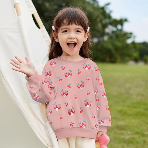 طفل الفتيات بلوزات الطفل فراشة Crewneck قمصان طويلة الأكمام الاطفال العسل الكرز الشتاء ملابس علوية غير رسمية 2T-7T in Kuwait