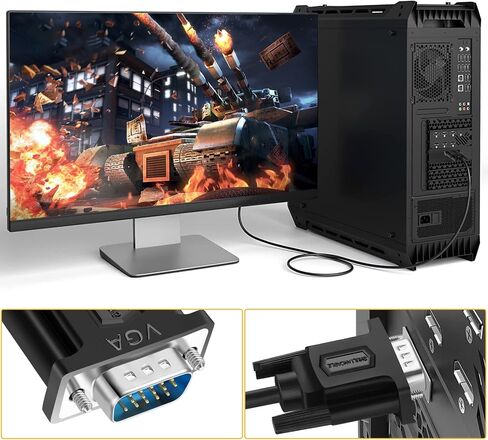 كابل SHULIANCABLE VGA إلى VGA، كابل شاشة 15 دبوس 1080P Full HD ذكر إلى ذكر للكمبيوتر وشاشة الكمبيوتر المحمول وجهاز العرض التلفزيوني والمزيد (3 أقدام) in Saudi Arabia