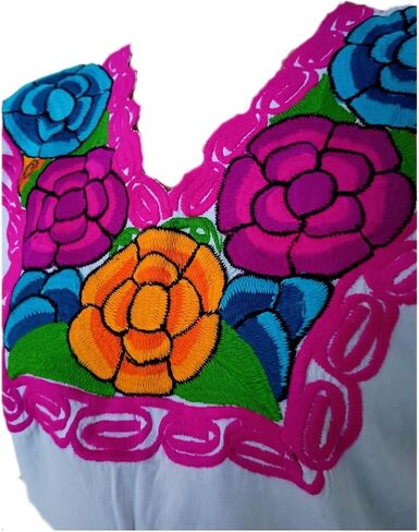 Typical Mexican Handmade Blouse Embroidered in Manta Cotton, One Size in Saudi Arabia