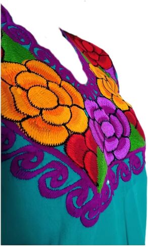 Typical Mexican Handmade Blouse Embroidered in Manta Cotton, One Size in Saudi Arabia