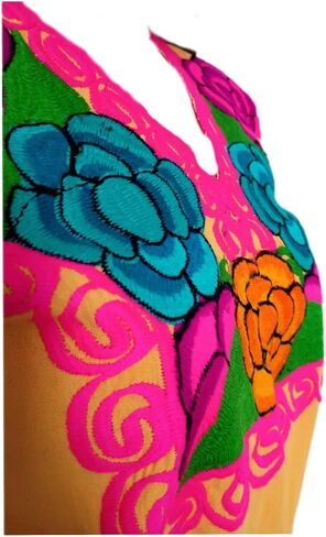 Typical Mexican Handmade Blouse Embroidered in Manta Cotton, One Size in Saudi Arabia