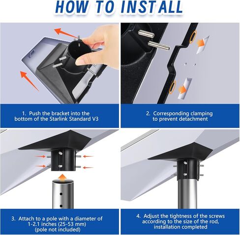 حامل Starlink، محول أنابيب Starlink Gen 3 للطبق القياسي Starlink Gen 3، حامل Starlink Gen 3، مجموعة تركيب Starlink Gen 3، محول للوحة تثبيت الأطباق القياسية Gen3/V3 Starlink in Kuwait