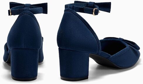 Coutgo Womens Chunky Low Heels Bow Closed Toe Ankle Strap Pumps Elegant Wedding Party Dress Shoes in Saudi Arabia
