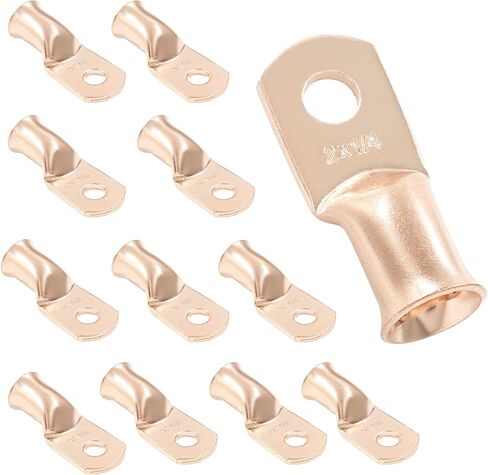 12 قطعة 2 AWG-3/8" موصلات أطراف البطارية، عروات الأسلاك النحاسية، عروات الكابلات، أطراف نحاسية، أطراف كابل بطارية شديدة التحمل، أطراف تجعيد كابل البطارية، العروات الحلقية in Kuwait
