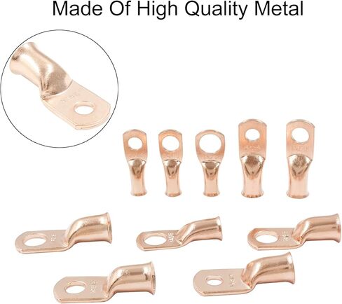 12 قطعة 2 AWG-3/8" موصلات أطراف البطارية، عروات الأسلاك النحاسية، عروات الكابلات، أطراف نحاسية، أطراف كابل بطارية شديدة التحمل، أطراف تجعيد كابل البطارية، العروات الحلقية in Kuwait