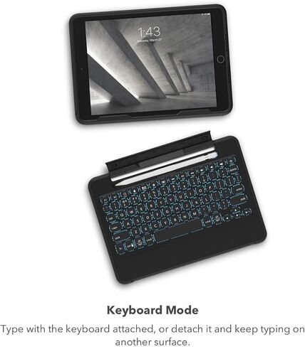 حافظة لوحة مفاتيح ZAGG Rugged Book iPad Pro مقاس 11 بوصة (M4) - مفصلات مغناطيسية متينة، حماية من السقوط بطول 6.6 أقدام، مفاتيح بإضاءة خلفية على طراز الكمبيوتر المحمول، إقران متعدد الأجهزة، لوحة مفاتيح قابلة للفصل in Saudi Arabia