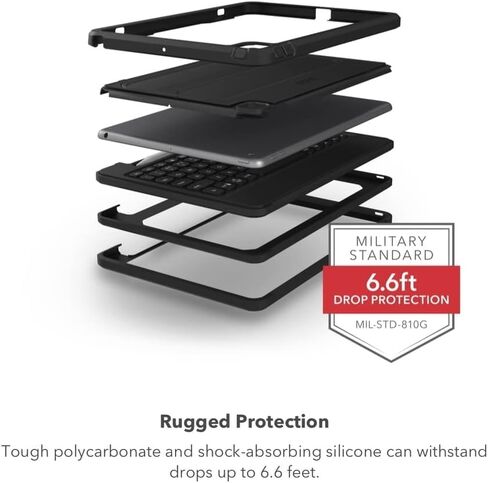 حافظة لوحة مفاتيح ZAGG Rugged Book iPad Pro مقاس 11 بوصة (M4) - مفصلات مغناطيسية متينة، حماية من السقوط بطول 6.6 أقدام، مفاتيح بإضاءة خلفية على طراز الكمبيوتر المحمول، إقران متعدد الأجهزة، لوحة مفاتيح قابلة للفصل in Saudi Arabia