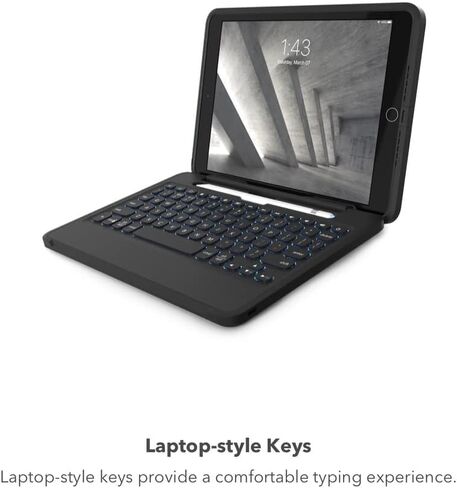 حافظة لوحة مفاتيح ZAGG Rugged Book iPad Pro مقاس 11 بوصة (M4) - مفصلات مغناطيسية متينة، حماية من السقوط بطول 6.6 أقدام، مفاتيح بإضاءة خلفية على طراز الكمبيوتر المحمول، إقران متعدد الأجهزة، لوحة مفاتيح قابلة للفصل in Saudi Arabia