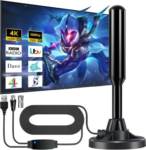 2024 TV Antenna for Local Channels,HD Antenna for Smart TV Up to 750+ Miles Range,TV Antenna Indoor for 4K 1080P TV,Digital Antenna Outdoor 25ft Coaxial Cable in Saudi Arabia