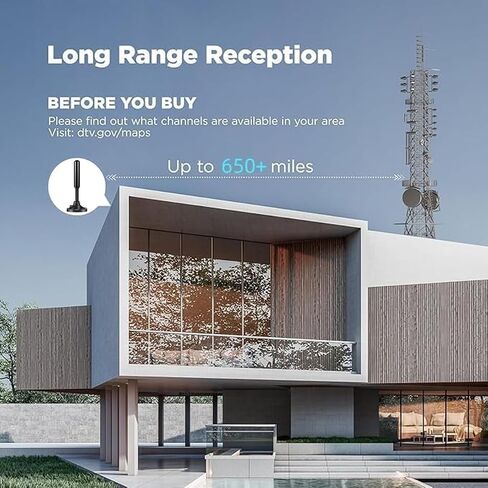 2024 TV Antenna for Local Channels,HD Antenna for Smart TV Up to 750+ Miles Range,TV Antenna Indoor for 4K 1080P TV,Digital Antenna Outdoor 25ft Coaxial Cable in Saudi Arabia