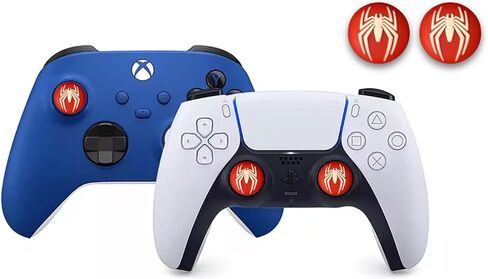 مقابض الإبهام من السيليكون من Marvel's Spider Superhero لجهاز PS5 PS4 Xbox One Xbox 360 قبعات أداء عصا الإبهام المضادة للانزلاق | إصدار مارفل سبايدرمان in Saudi Arabia