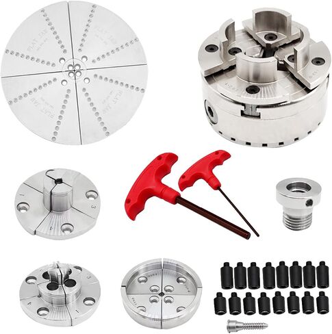 1" x 8 TPI Thread 4 Inch Self Centering Wood Lathe Nickel-Plated Chuck Set 2/3/5 Jaw Turning Chuck Set (4+1 Jaw) in Saudi Arabia