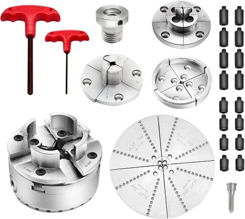 1" x 8 TPI Thread 4 Inch Self Centering Wood Lathe Nickel-Plated Chuck Set 2/3/5 Jaw Turning Chuck Set (4+1 Jaw) in Saudi Arabia