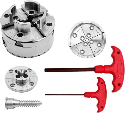 1" x 8 TPI Thread 4 Inch Self Centering Wood Lathe Nickel-Plated Chuck Set 2/3/5 Jaw Turning Chuck Set (4+1 Jaw) in Saudi Arabia