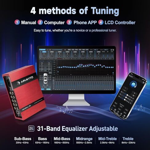 A80 DSP Amplifier Car Audio Digital Signal Processor,31-Band EQ,2- Channels Input,8-Channels Output,Support Manual/PC/APP/Controller/USB car Equalizer (A80+Wired-Controller) in Saudi Arabia
