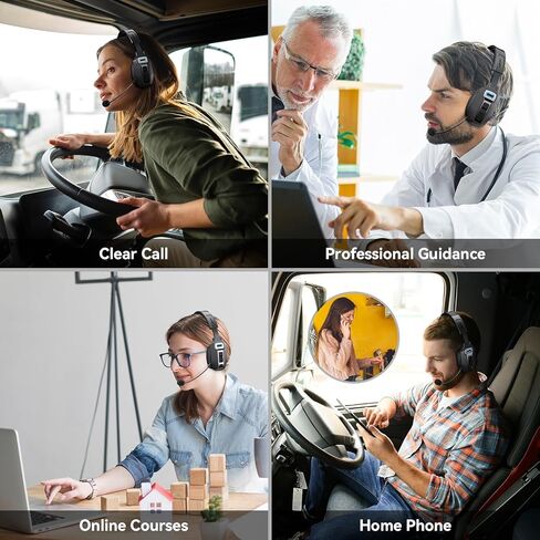 LEVN Bluetooth V5.2 Headset, Trucker Bluetooth Headset with AI Noise Cancelling Mic, 65-Hour Battery, Connect 2 Devices, Trucker Headset for Trucker, Remote Work, Online Meeting and Business Travel in Kuwait