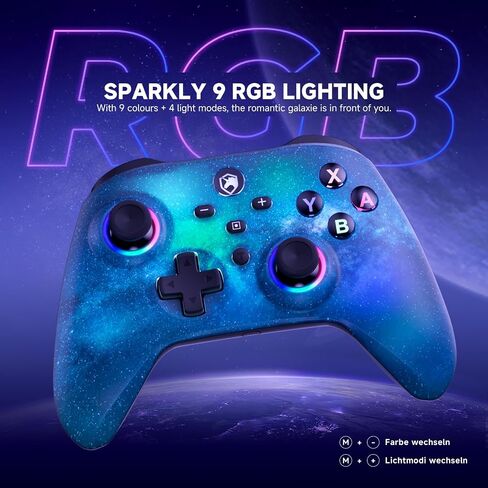 ECHTPower Wireless Switch Controller for Switch/PC/iOS/Android,1000mAh Switch Pro Controller with 9 Color RGB Light, Bluetooth Controllers with Macro Buttons, 6 Axis Gyro, Dual Vibration, Turbo in Kuwait