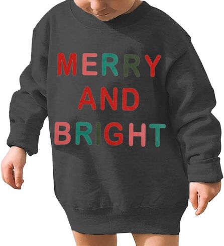 سويت شيرت للأطفال الأولاد والبنات لعيد الميلاد، سترة مطبوعة بأحرف مرحة ومشرقة للأطفال، بلوفر كاجوال بأكمام طويلة وياقة دائرية in Kuwait