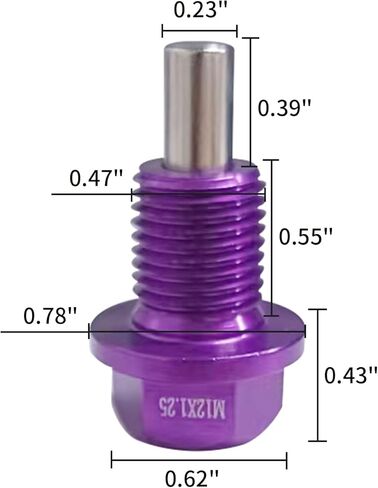 2Pcs M12 x1.75 Magnetic Oil Drain Plug Stainless Steel with 12 Copper Washer Gaskets Replacement for Toyota, Lexus, Nissan, Infiniti(Purple) in Saudi Arabia