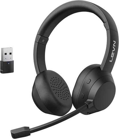 LEVN Wireless Headset, Wireless Headset with Mic for Work(Noise Cancelling), Wireless Headset for Work from Home/Office/Call Center/PC/Computer/Laptop/Teams/Zoom in Kuwait