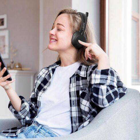 LEVN Wireless Headset, Wireless Headset with Mic for Work(Noise Cancelling), Wireless Headset for Work from Home/Office/Call Center/PC/Computer/Laptop/Teams/Zoom in Kuwait