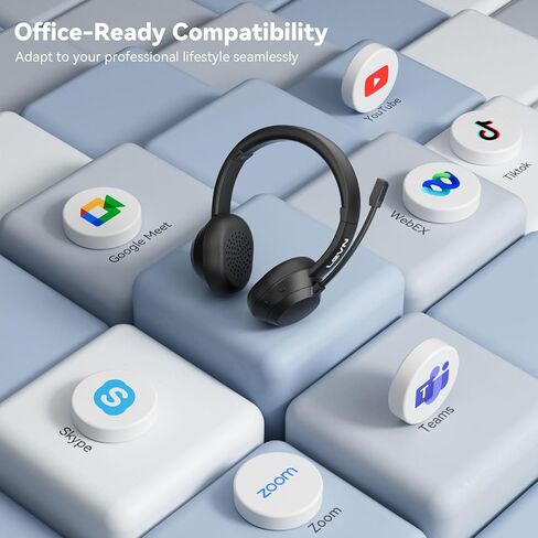 LEVN Wireless Headset, Wireless Headset with Mic for Work(Noise Cancelling), Wireless Headset for Work from Home/Office/Call Center/PC/Computer/Laptop/Teams/Zoom in Kuwait