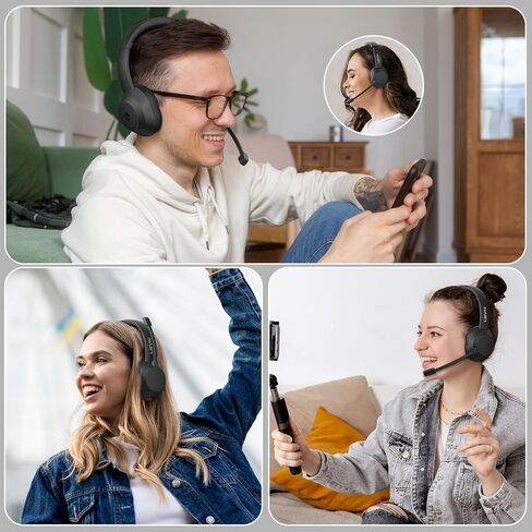 LEVN Wireless Headset, Wireless Headset with Mic for Work(Noise Cancelling), Wireless Headset for Work from Home/Office/Call Center/PC/Computer/Laptop/Teams/Zoom in Kuwait