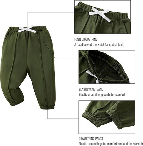 SOBOWO Baby Boy Sweatpants Jogger Pants Toddler Boys Solid Elastic Waist Letter Patched Active Bottoms Fall Winter Clothes in Saudi Arabia